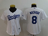 Women Dodgers 8 Manny Machado White Cool Base Jerseys,baseball caps,new era cap wholesale,wholesale hats